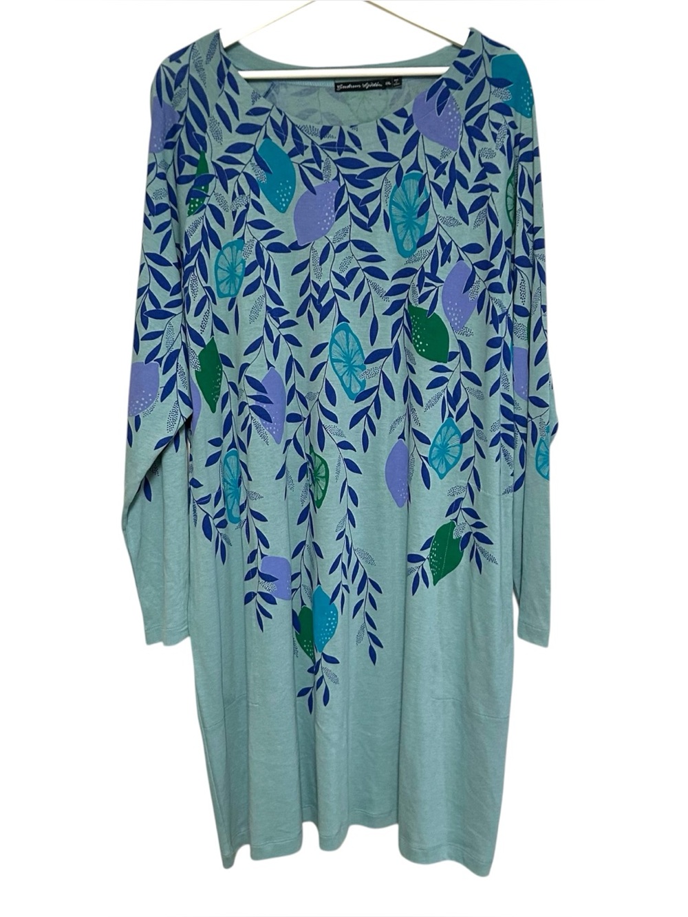 Gudrun sjoden XXL citrus leaf print organic cotton blend T-shirt tunic dress